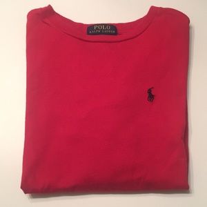 BOYS SIZE 8 (SM) RED POLO LONG SLEEVE T-SHIRT